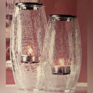 OASIS set/2 vases/candleholders from Home Interiors crackle glass